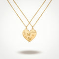 Women's Sister Split Heart Pendant Necklace Set 18K Gold Plated