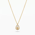 Women's Teardrop White Shell Inlay Pendant Necklace 18K Gold Plated